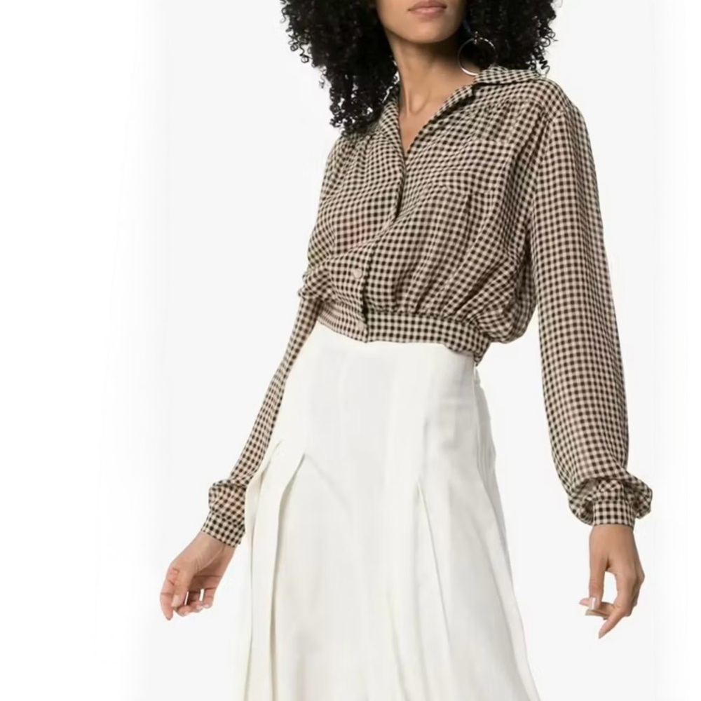 Nanushka Tahnee Checked Cropped Shirt Size M